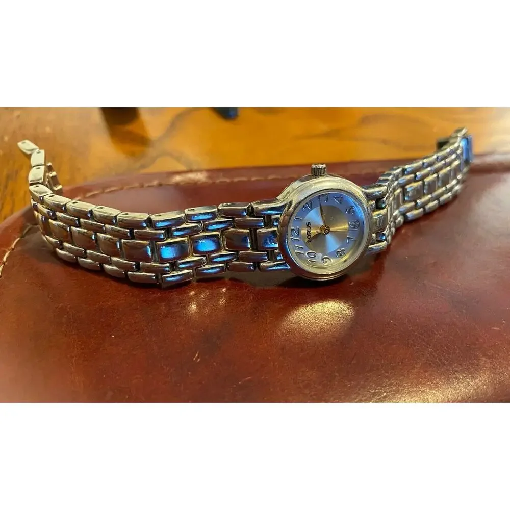 Women's Lorus Watch, Silver Tone with Link Bracelet Band, Gold Tone Hands